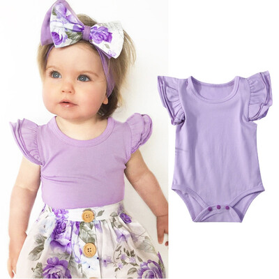 

Cute Newborn Infant Baby Girls Boy Cotton Romper Bodysuit Flying Sleeve Outfits
