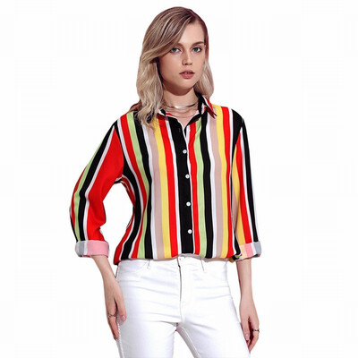 

Suit collar color long sleeve business white collar blouse top