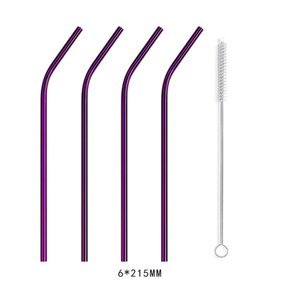 

4 Pcs Stainless Steel Drinking Reusable Straws Cleaner Brush Kit