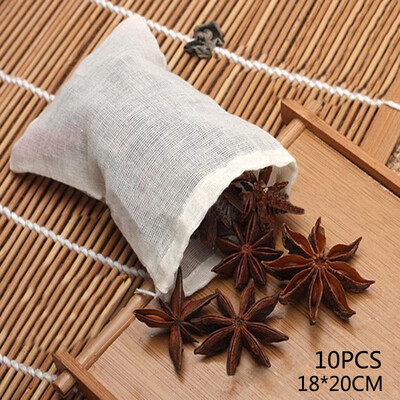 

10pcs Cotton Muslin Drawstring Empty Filter Bag For Tea Spice Food Herb 18x20cm
