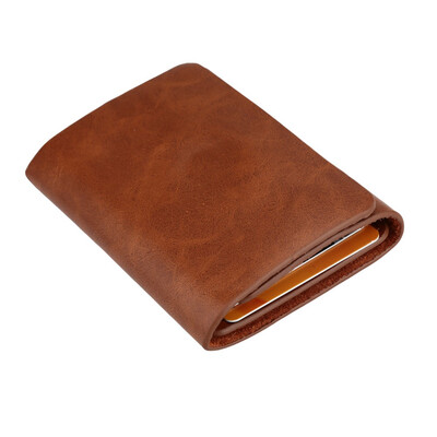 

Durable & Trendy Fashion Men Money Clip Wallet Genuine Leather Short Card Holder Trifold Magnet Business Mini Wallet CoffeeBrown