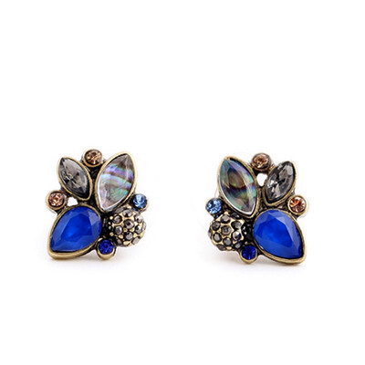 

Elegant Rhinestone Earrings Wholesale Blue Crystal Retro Stud Earrings Jewelry