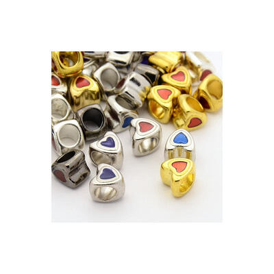 

Alloy Enamel European Beads Large Hole Beads Heart Beads for Mothers Day Gifts Making Cadmium Free & Lead Free Mixed Color
