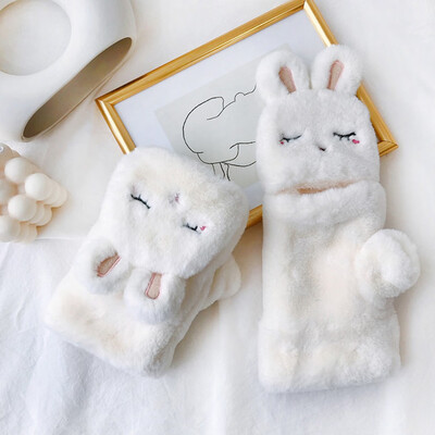 

Tailored Fashion Women Winter Lovely Warm Flip Over Thickening Rabbit Plush Gloves