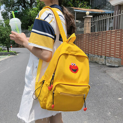 

Ins wind girl bag female 2019 new fashion canvas backpack Korean version of the high-capacity high school student backpack