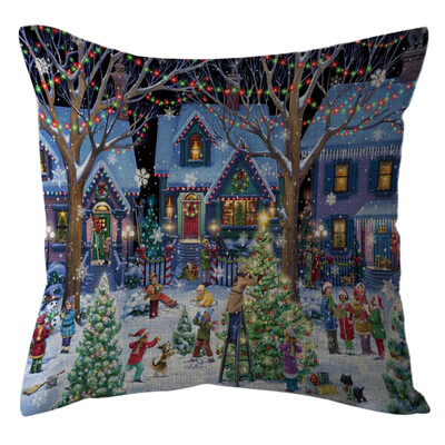 

〖Follure〗Christmas Home Decor Office Sofa Cushion Square Throw Pillow Festive Pillowcase
