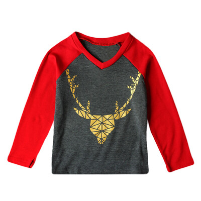 

Kids Toddler Baby Boys Girls Deer Print Christmas Tops T-shirt Clothes Outfits