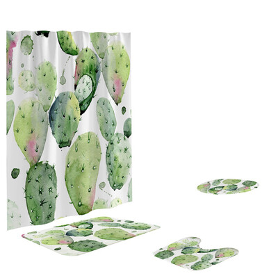 

Toponeto 4PCS Non Slip Toilet Polyester Cover Mat Set Bathroom Shower Curtain