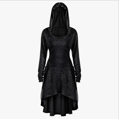 

Women Long Sleeve Hoodie Dress High Low Loose Sweater Cloak Renaissance Outwear