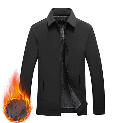 

Toponeto Mens Autumn Winter Casual Solid Turn-down Collar Jacket Coat
