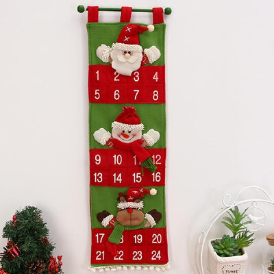 

Christmas Countdown Calendar Brushed Wool Christmas Doll Calendar Bag Ornaments Xmas Gift New Year Home Office Pendant Decoration
