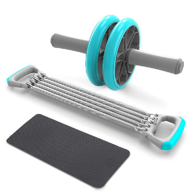 

3-IN-1 Self-Assembly Chest Pull Exerciser Push-up Handles Belly Roller Wheels Arm Expander Pull Bar Weight Exerciser Equipment