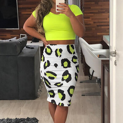 

Roseonmyhand Women Fashion High Waist Print Mini Pencil Skirt Hip Slim Sexy Short Skirt