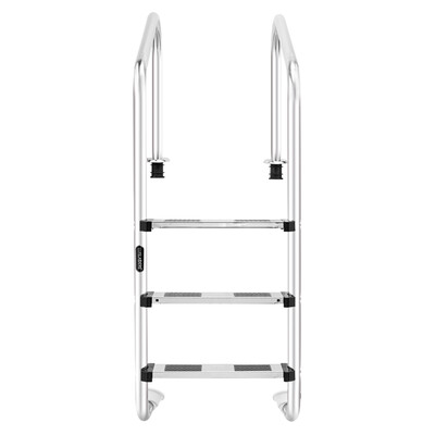 

3-step Swimming Pool Ladder Stainless Steel Tool w Handrails & Anti Skid Pedals