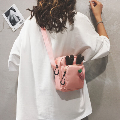 

Sen small bag female 2019 Korean version of the wild cute soft girl girl bag cartoon Harajuku canvas shoulder Messenger bag