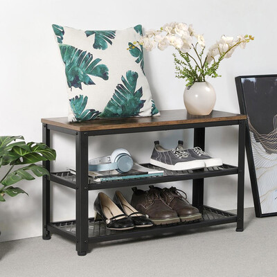 

Gobestart 3-Tier Shoe Rack Industrial Shoe Bench For Entryway Shoe Storage Organizer Rack