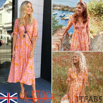 

Womens Maxi Boho Floral Summer Beach Long Dress Evening Cocktail Party Sun Dress