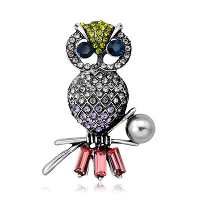 

Animals Brooch Pins Bee Rabbit Octopus Cat Owl Bird Cat Enamel Brooches for Women Men Crystal Brooch