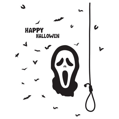 

〖Follure〗Happy Halloween Witch Bats Wall Sticker Window Home Decoration Decal Decor