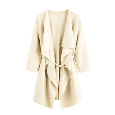 

Roseonmyhand Women Casual Waterfall Collar Pocket Front Wrap Coat Jacket Outwear