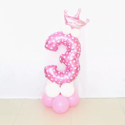

FUNNYBUNNY Mix set 30" Numbers 0-9 pink&Blue Typ foil balloons Birthday Party balloons Pink With Crown Shape