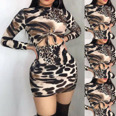

Women O-neck Long Sleeve High Waist Swing Skater A Line Casual Flare Skirt Dress