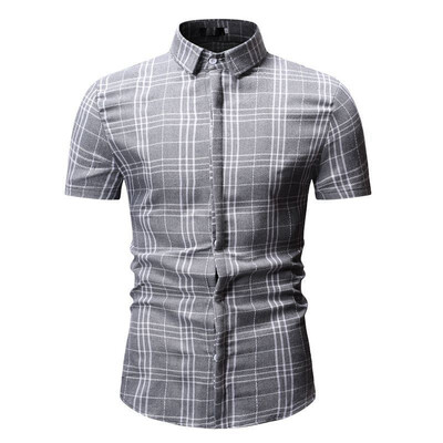 

Fashion Mens Summer Casual Dress Shirt Mens Plaid Short Sleeve Shirts Tops Tee