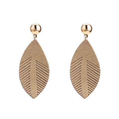 

EK2184 Hot Sale Creative Harajuku Cute Leather Leaf Drop Earrings for Women Fashion Jewelry Personality Feather Brincos Gift