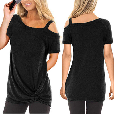 

Women Loose Short Sleeve Cold Shoulder Blouse Shirts Tops Fashion Summer T-shirt