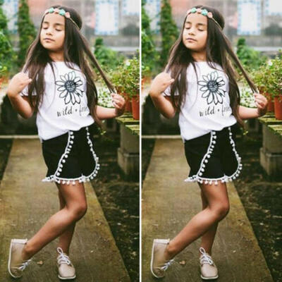 

Fashion Toddler Kids Girls Summer Outfits Casual Short Sleeve T-shirtPants Set