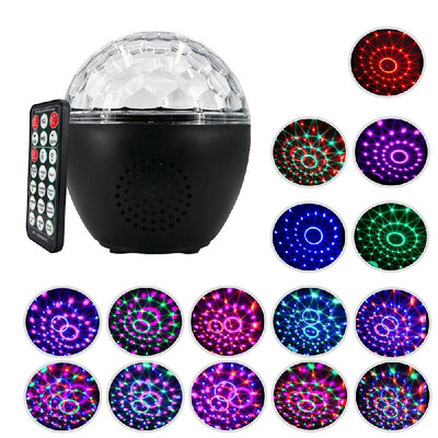 

10W USB Rechargeable Disco Ball Strobe Light Sound Activated BT Speaker Remote Control LED Lamp Party Stage Lights