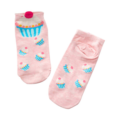 

High Quality New Cartoon Socks Lovely Sweet Cupcake Socks for Girls Women Children Casual Breathable Cotton Boat Socks