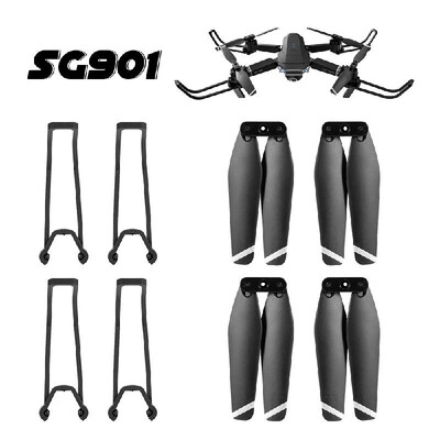 

2 Pairs Drone Propeller Quick Release Folding Propellers 4 Propeller Guard Protective Frame Set for SG901 SG907 RC Drone RC Quadco