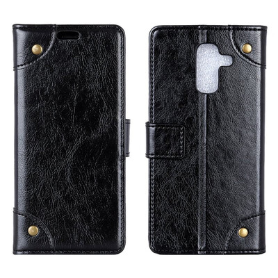 

MOONCASE Samsung Galaxy A6 2018 Copper Buckle Napa Leather Case - Black