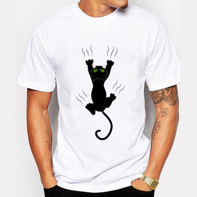 

Mens Shirt Cute Cat Print Shirt Fashion T-shirt Trend Hip Hop Short-sleeved Casual Shirt Cool T-shirt 2019 New T-shirt