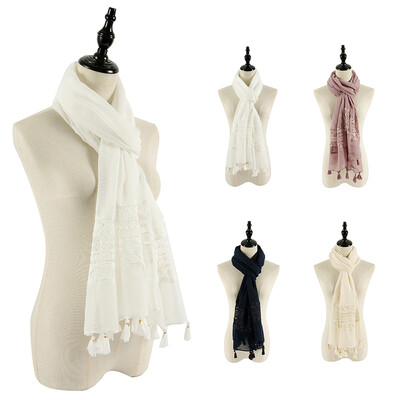 

Ladies Women Shawl Scarf Hijab Wrap Large Summer Spring Cotton Embroidered Lace
