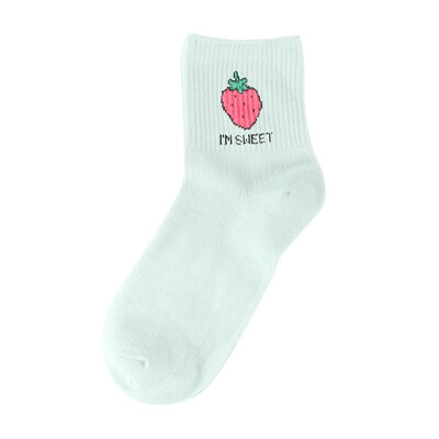 

Women Casual Harajuku Cartoon Fruit Print Breathable Moisture Wicking Deodorant Elastic Athletic Work Socks