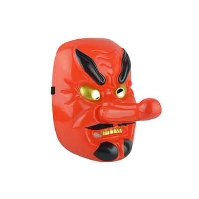 

Red Plastic Tengu Long Nose Mask Horror Japanese Warrior Mask Halloween Kit