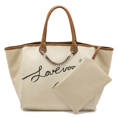 

LOVEVOOK handbag women big shopping bag canvas PU purses&handbags female tote school bags for women 2 pcsset foldable 2018