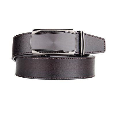 

BPSTAR Mens Automatic Buckle Genuine Leather Mens Ratchet Holeless Belt Business High Quality Mens Real Belt for Pants