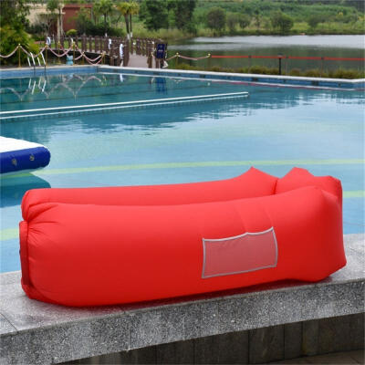 

Inflatable Lounger Foldable Air Couch Portable Air Hammock With Ergonomic Pillow And 2 Side Pocket Extra Storage