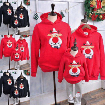 

UK Christmas Kids Mom Dad Hoodie Pullover Sweatshirt Jumper Family Matching Top