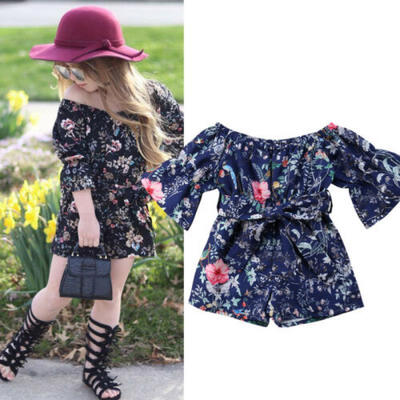 

Floral Summer Toddler Kids Baby Girls Off Shoulder Rompers Jumpsuits Playsuit
