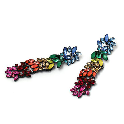

Fashion Women Colorful Rhinestone Statement Geometric Long Pendant Drop Earrings