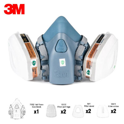 

3M 7502 Organic Vapor Safety Respirator Mask with Filters Respiratory Protection Gas Masks Paint Chemical Formaldehyde Anti Virus