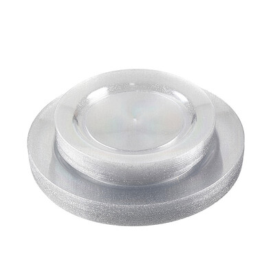 

60 Pcs Silver Plastic Plates include 30 Dinner Plates 30 Salad Plates