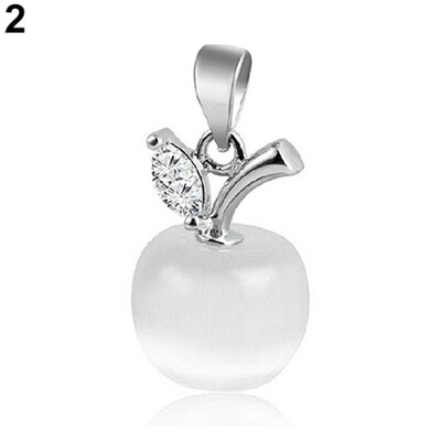 

Girl Apple Shape Faux Opal Cubic Zirconia Silver Plated Pendant for Necklace