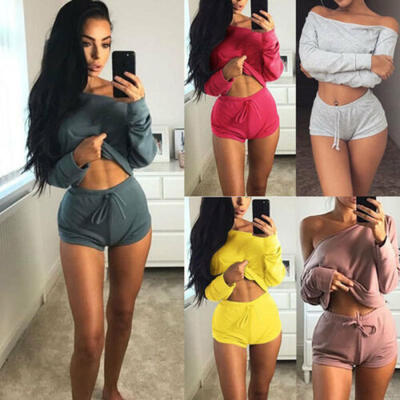 

USA Women 2Pcs Yoga Suit Workout Gym Running Sports Bra Vest Shorts Athletic Set