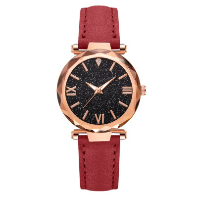 

Roman word scale ladies watch starry pu with fashion personality watch