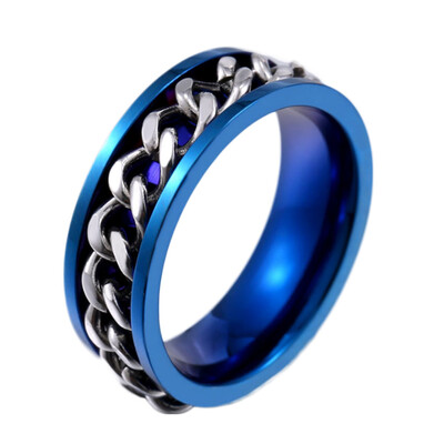 

Fashion Ring Stainless Steel rainbow ring Cool New Man Rainbow Spinner Steel Spinner Chain Ring